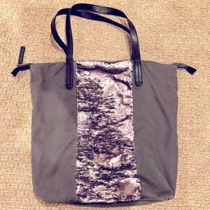 Grey Sequin Gap Tote Bag